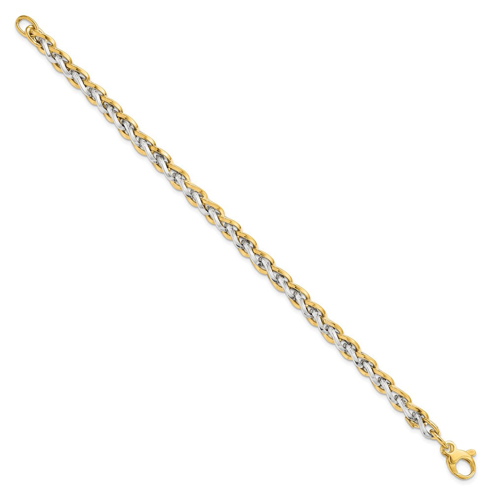 FJC Finejewelers 14 kt Two Tone Gold Polished Fancy Link Bracelet 7.5 Inches x 5.5 mm