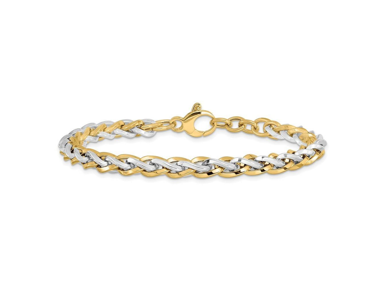 FJC Finejewelers 14 kt Two Tone Gold Polished Fancy Link Bracelet 7.5 Inches x 5.5 mm