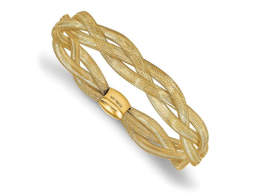 FJC Finejewelers 14 kt Yellow Gold Mesh Fancy Stretch Bangle Bracelet 7.5 Inches x 10 mm