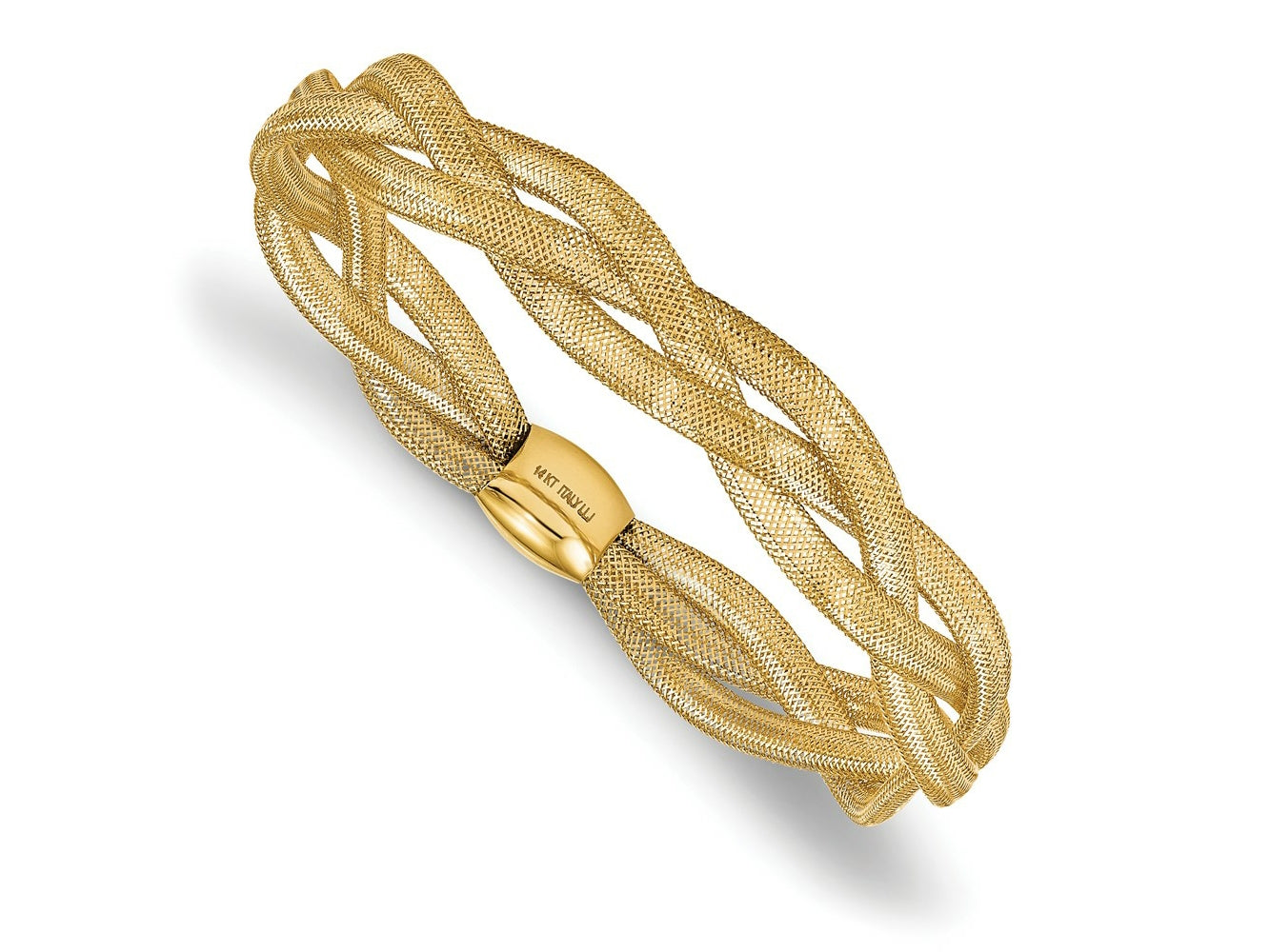 FJC Finejewelers 14 kt Yellow Gold Mesh Fancy Stretch Bangle Bracelet 7.5 Inches x 10 mm