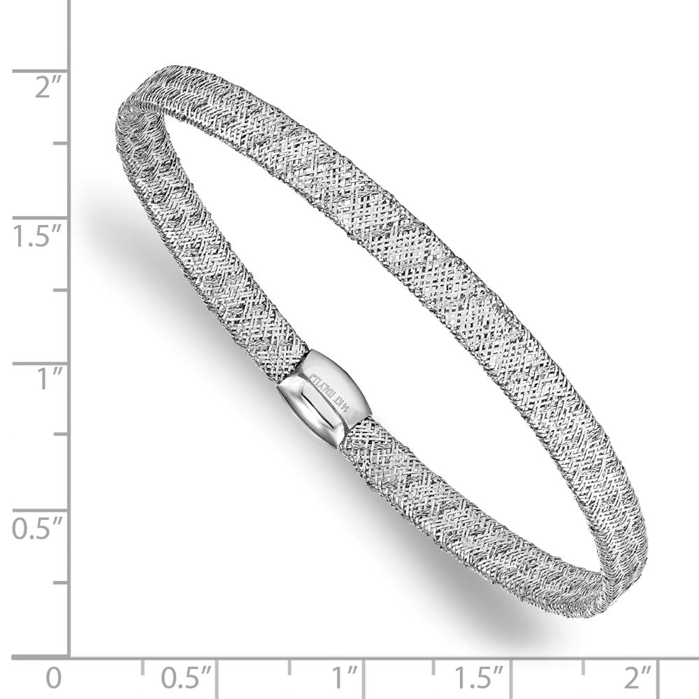 FJC Finejewelers 14 kt White Gold Mesh Fancy Stretch Bangle Bracelet 7.5 Inches x 4 mm