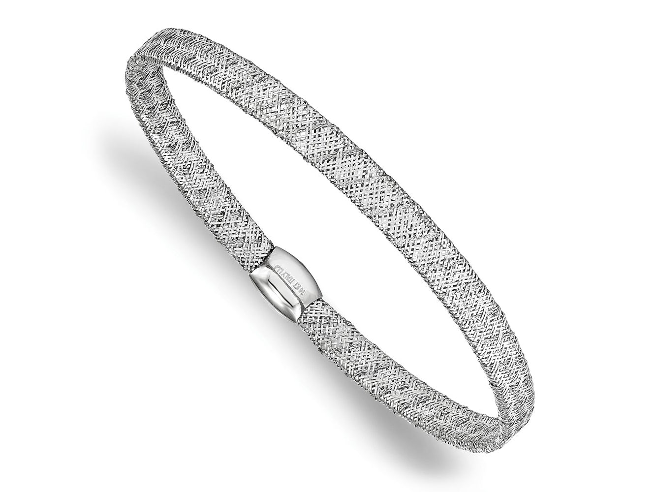 FJC Finejewelers 14 kt White Gold Mesh Fancy Stretch Bangle Bracelet 7.5 Inches x 4 mm