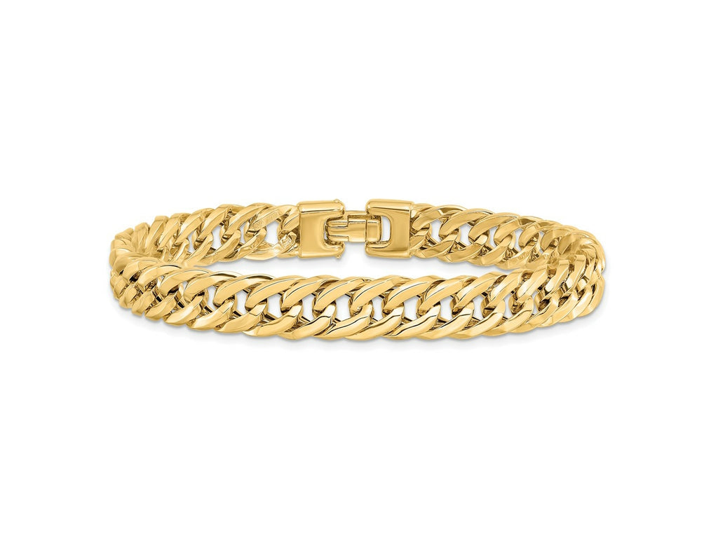 FJC Finejewelers 14 kt Yellow Gold Hand Made Chain Style Polished Men's Bracelet 8 Inches x 9 mm