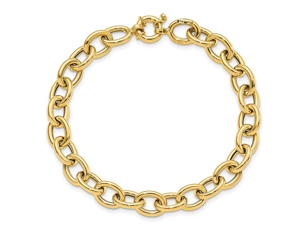 FJC Finejewelers 14 kt Yellow Gold Polished Cable Oval Link Bracelet 7.5 Inches x 8 mm