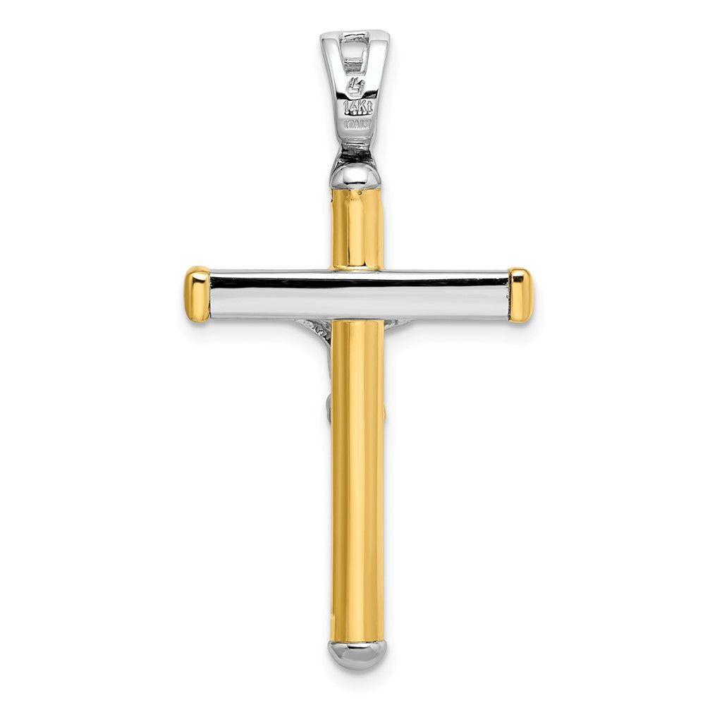FJC Finejewelers 14 kt Two Tone Gold Fashion Polished Crucifix Charm 39 x 21 mm