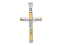 FJC Finejewelers 14 kt Two Tone Gold Fashion Polished Crucifix Charm 39 x 21 mm