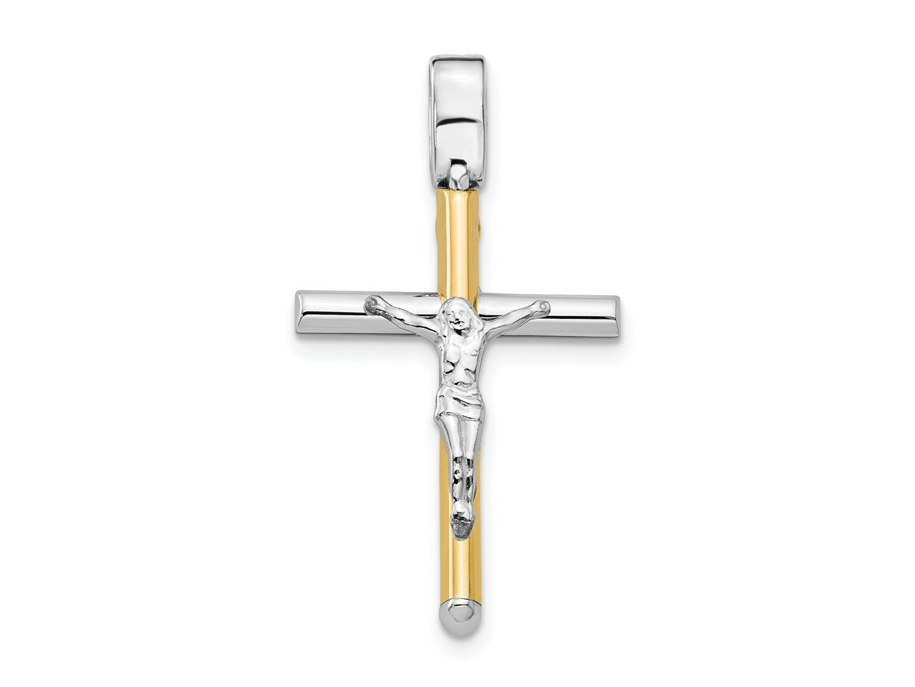 FJC Finejewelers 14 kt Two Tone Gold Fashion Polished Crucifix Charm 32 x 17 mm