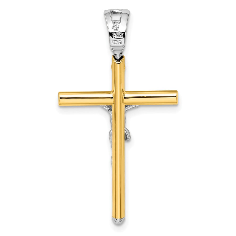 FJC Finejewelers 14 kt Two Tone Gold Fashion Polished Crucifix Charm 37 x 21 mm