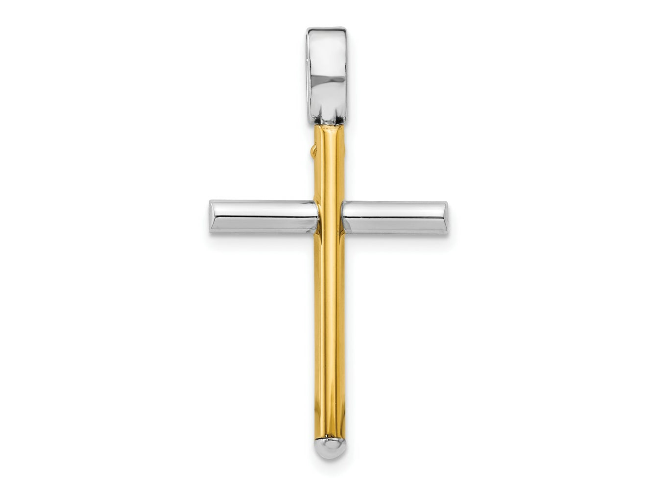 FJC Finejewelers 14 kt Two Tone Gold Fashion Polished Cross Charm 32 x 17 mm