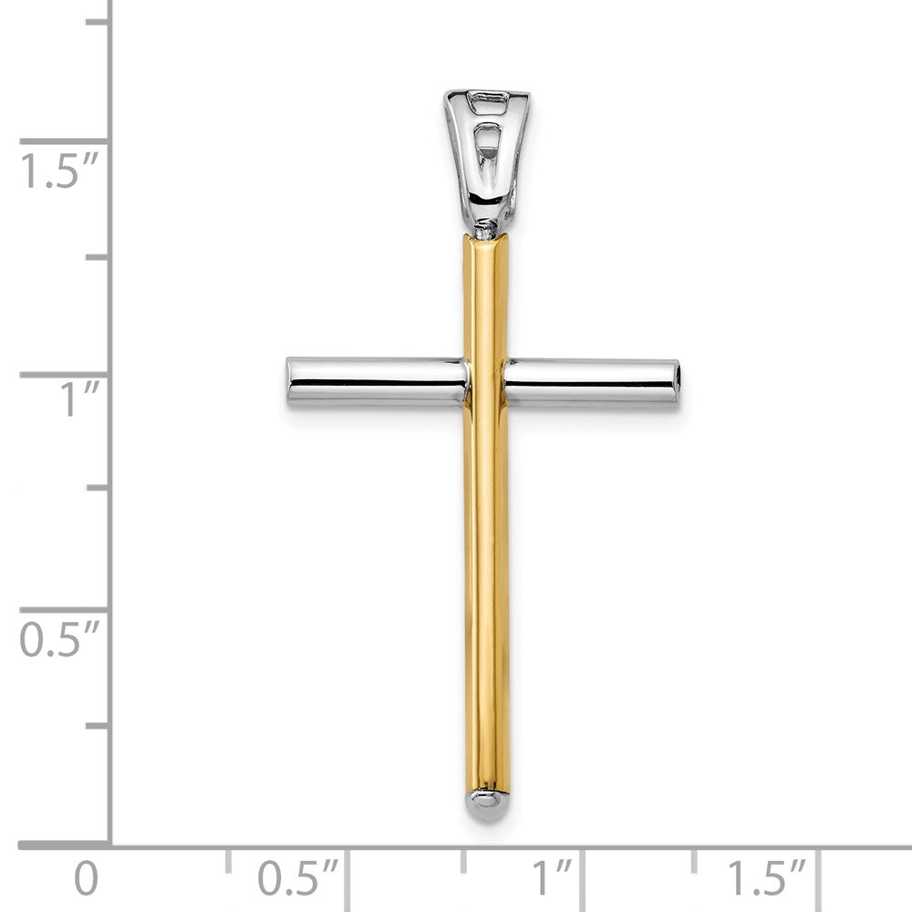 FJC Finejewelers 14 kt Two Tone Gold Fashion Polished Cross Charm 37 x 21 mm