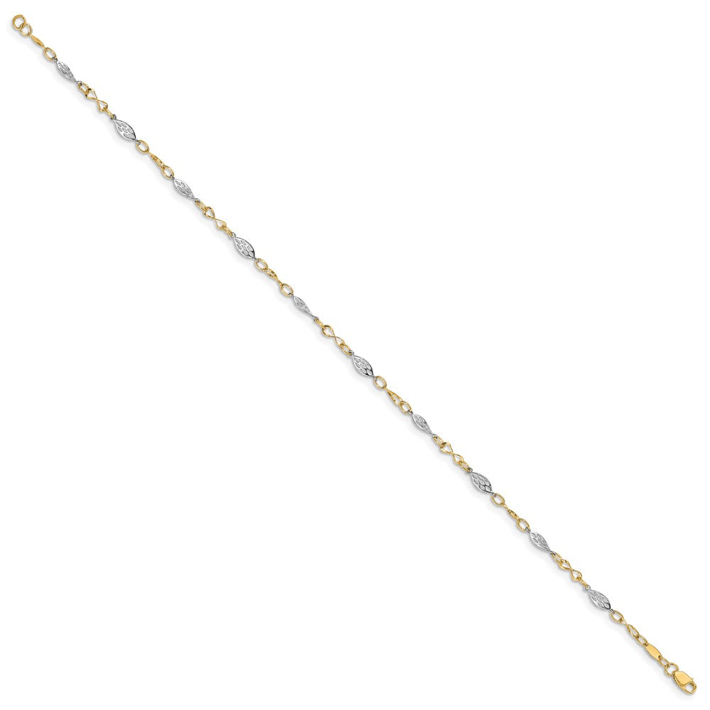 FJC Finejewelers 14 kt Two Tone Gold Other Chain Polished with 1in ext. Anklet 9 Inches x 4 mm