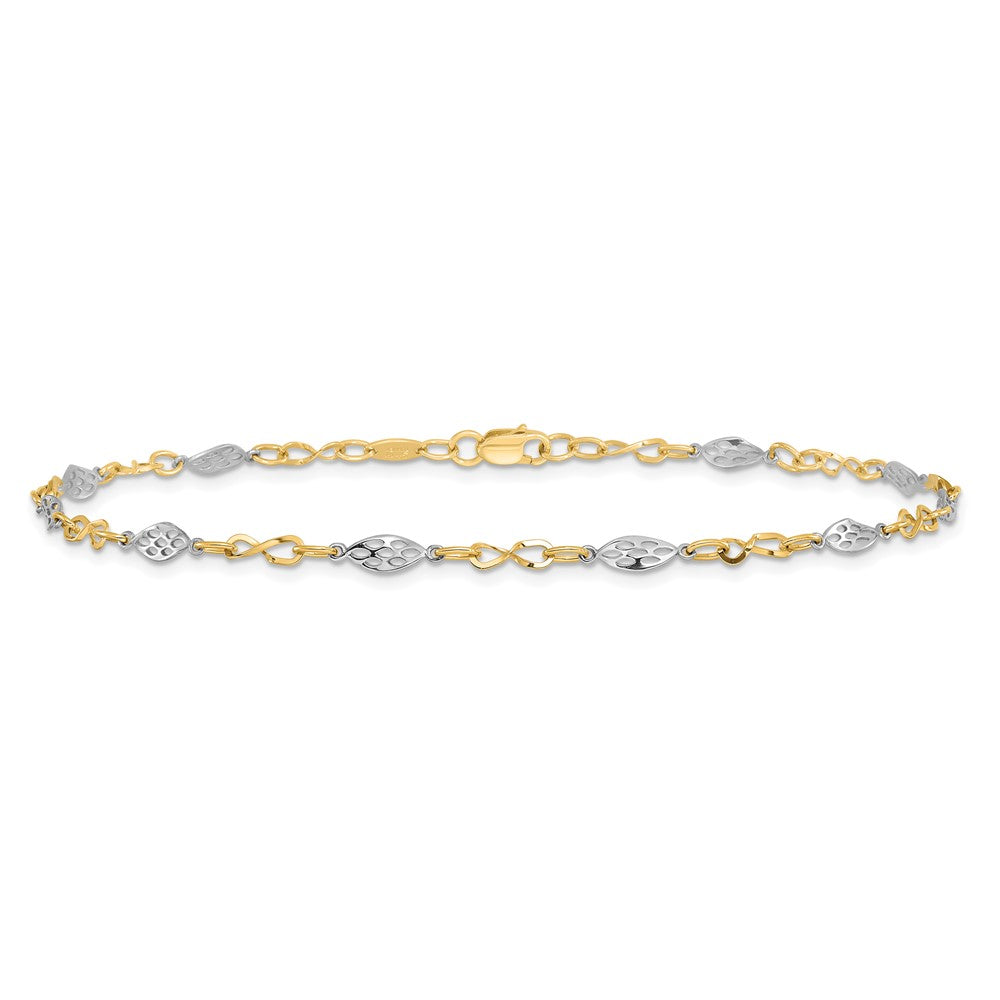 FJC Finejewelers 14 kt Two Tone Gold Other Chain Polished with 1in ext. Anklet 9 Inches x 4 mm