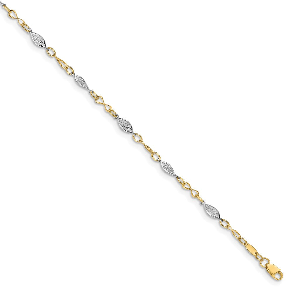 FJC Finejewelers 14 kt Two Tone Gold Other Chain Polished with 1in ext. Anklet 9 Inches x 4 mm