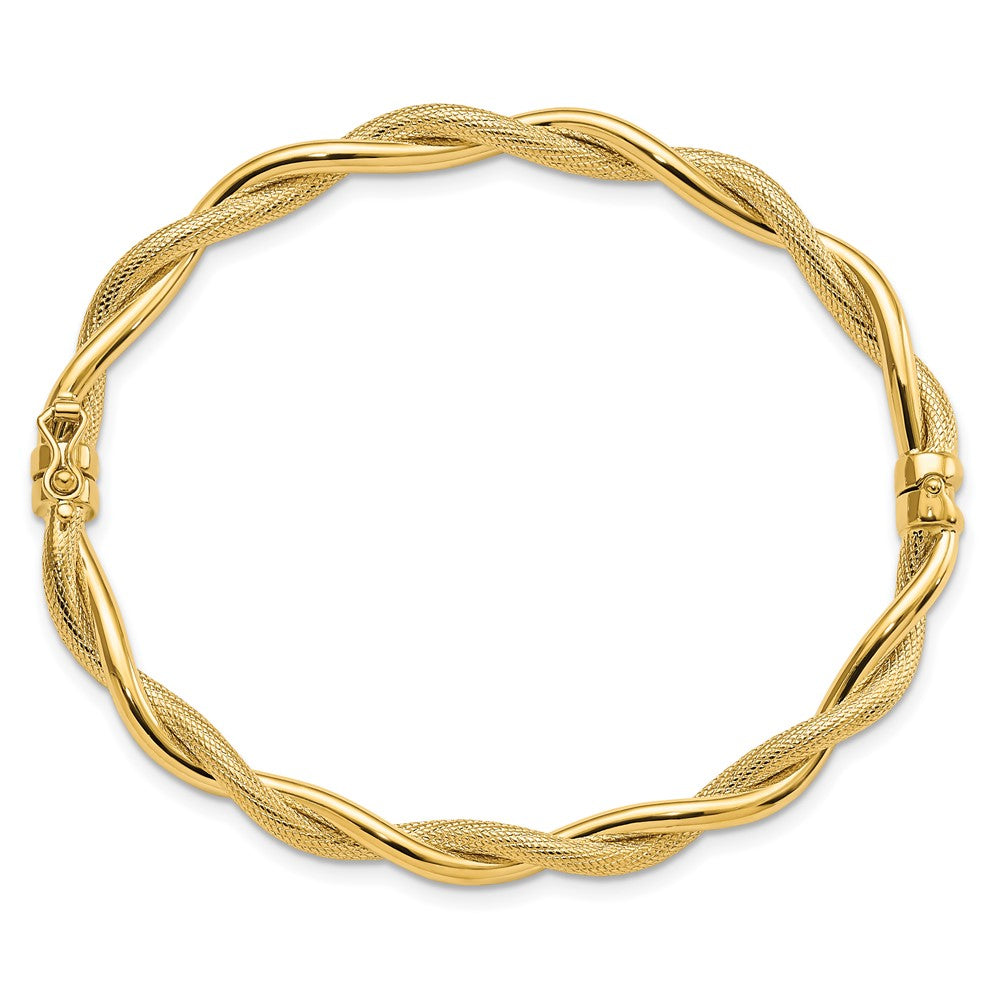 FJC Finejewelers 14 kt Yellow Gold Polished and Textured Twist Bangle 5 mm