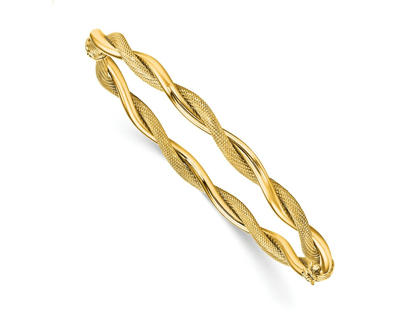 FJC Finejewelers 14 kt Yellow Gold Polished and Textured Twist Bangle 5 mm