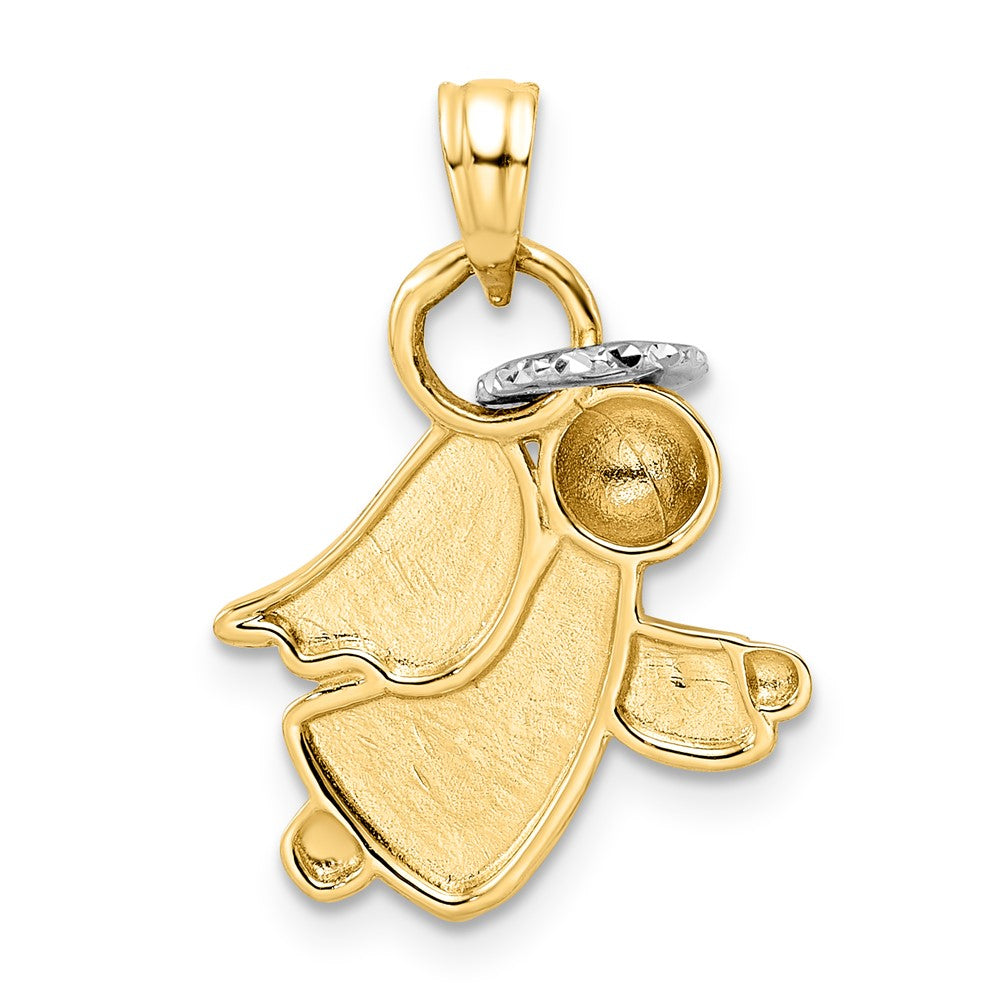 FJC Finejewelers 14 kt Yellow Gold and White Rhodium Bright Cut Halo on Angel Charm 24 x 17 mm