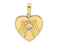 FJC Finejewelers 14 kt Yellow Gold and White Rhodium Bright Cut Angel on Heart Charm 21 x 15 mm
