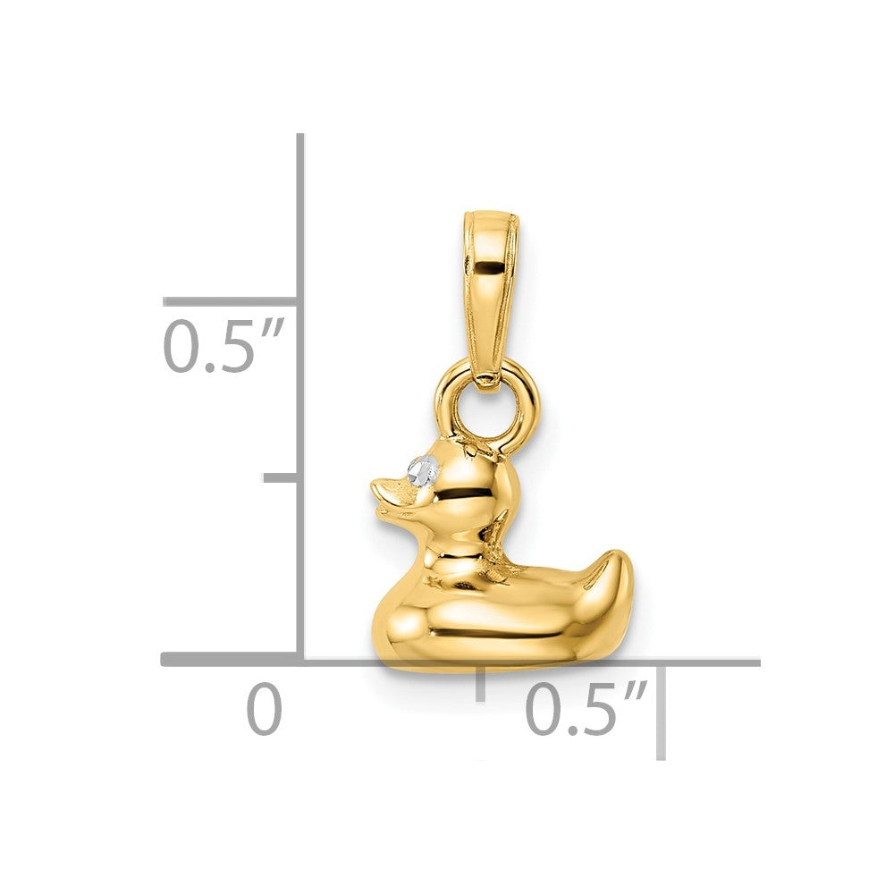 FJC Finejewelers 14 kt Yellow Gold Bright Cut and White Rhodium 3D Duck Charm 16 x 9 mm