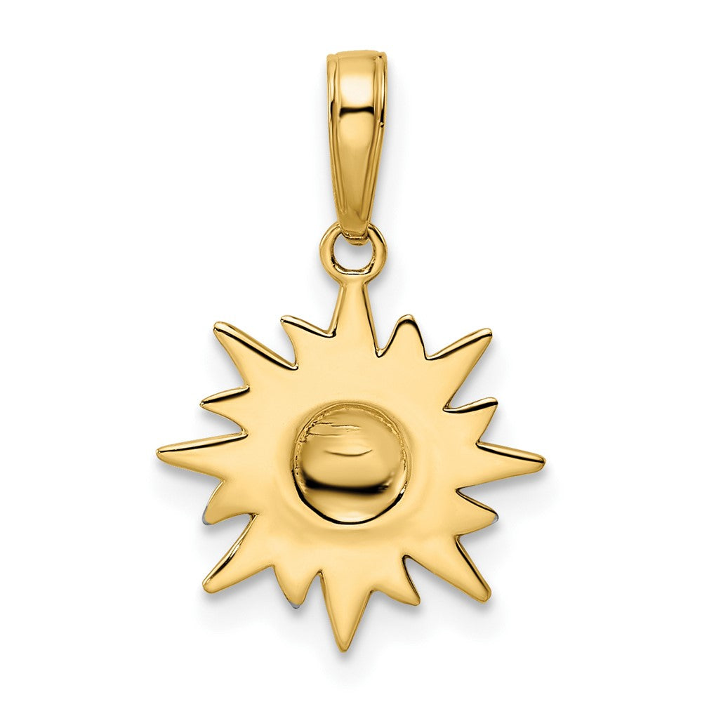 FJC Finejewelers 14 kt Yellow Gold and White Rhodium Bright Cut Sun Charm 21 x 13 mm