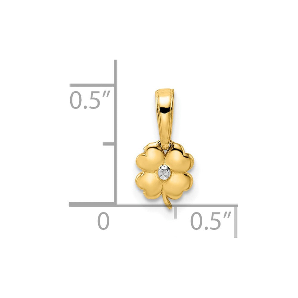 FJC Finejewelers 14 kt Yellow Gold and White Rhodium Bright Cut 4 Leaf Clover Charm 14 x 6 mm