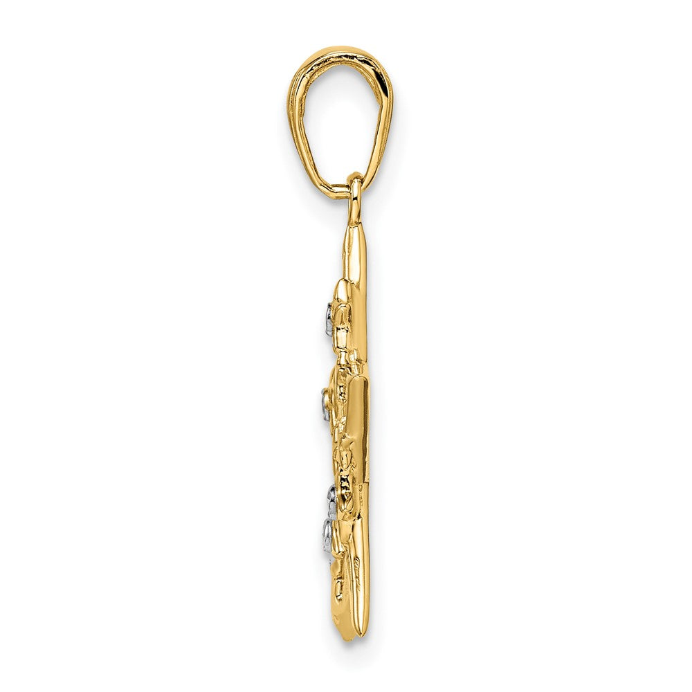 FJC Finejewelers 14 kt Yellow Gold and White Rhodium Bright Cut Stars Charm 26 x 19 mm