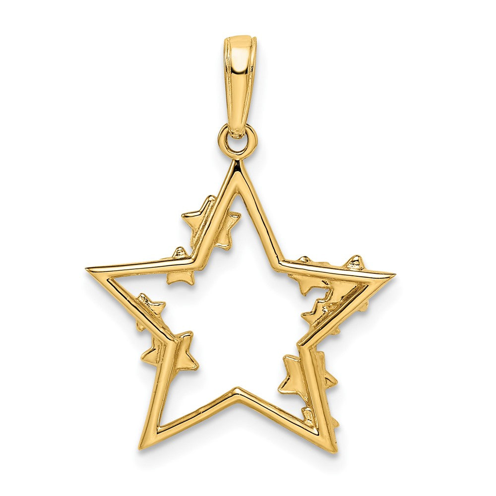 FJC Finejewelers 14 kt Yellow Gold and White Rhodium Bright Cut Stars Charm 26 x 19 mm