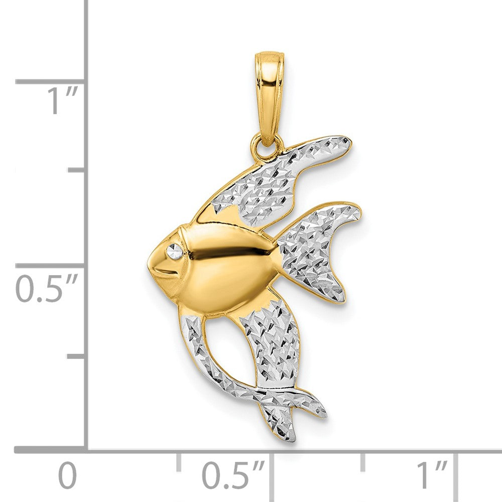 FJC Finejewelers 14 kt Yellow Gold and White Rhodium Bright Cut Angel Fish Charm 28 x 15 mm
