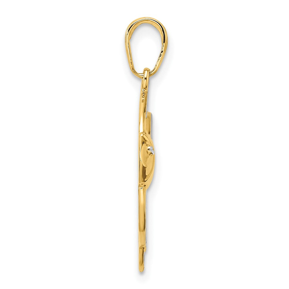 FJC Finejewelers 14 kt Yellow Gold and White Rhodium Bright Cut Angel Fish Charm 28 x 15 mm