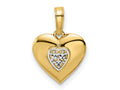 FJC Finejewelers 14 kt Yellow Gold Bright Cut and White Rhodium D/iamond-cut Puffy Heart Charm 17 x 12 mm