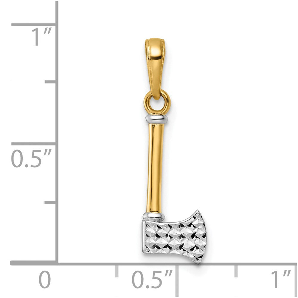 FJC Finejewelers 14 kt Yellow Gold and White Rhodium Bright Cut Axe Charm 24 x 6 mm