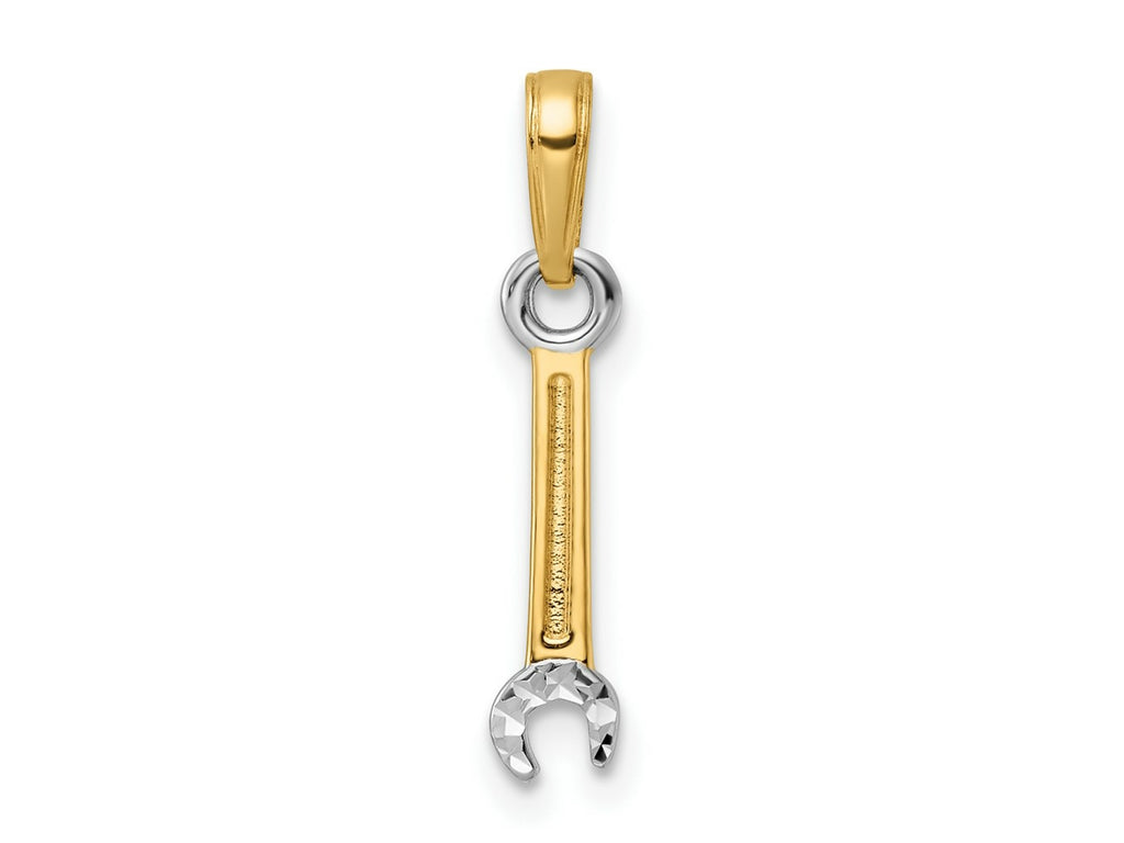 FJC Finejewelers 14 kt Yellow Gold and White Rhodium Bright Cut Wrench Charm 20 x 4 mm
