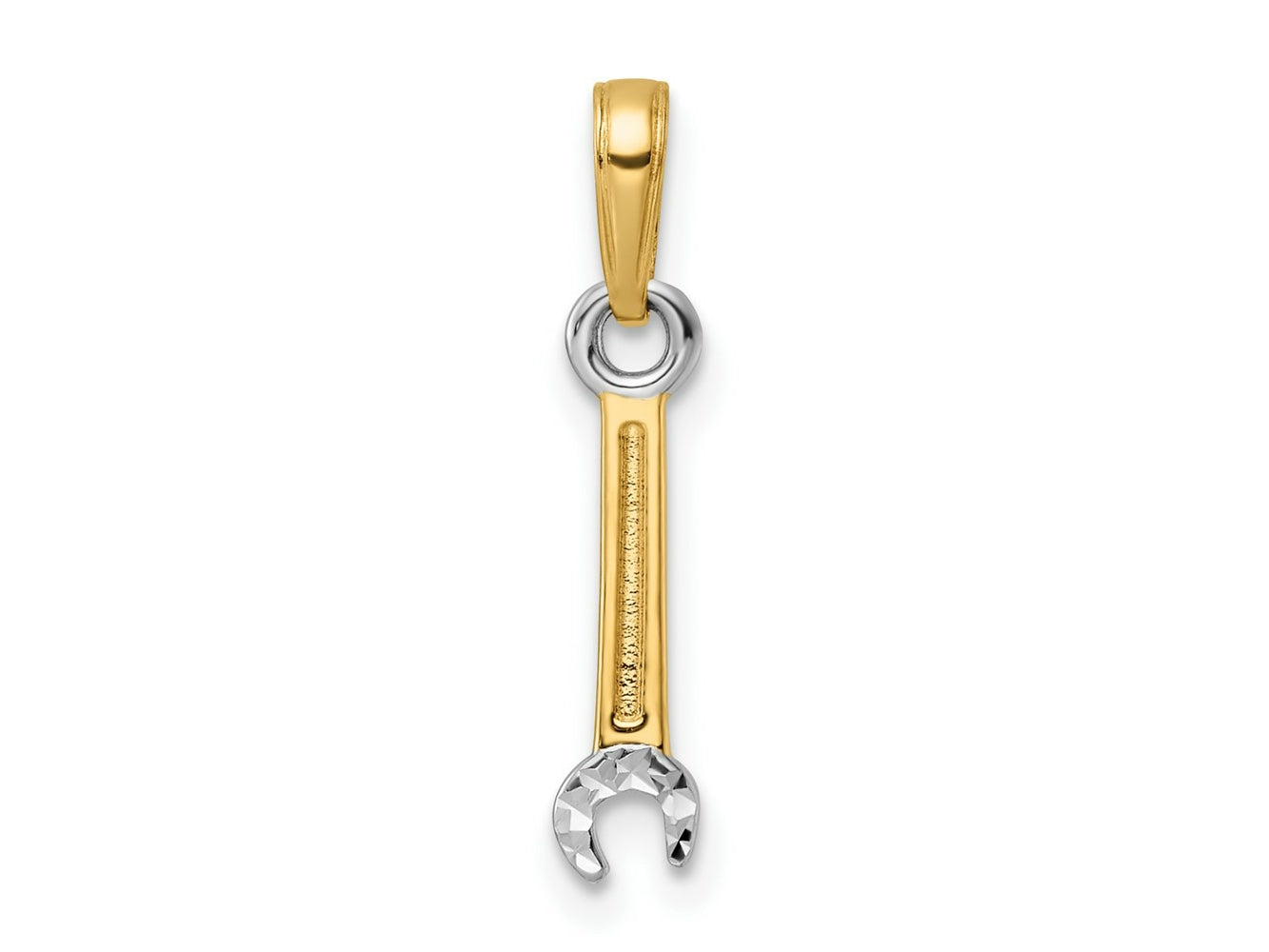 FJC Finejewelers 14 kt Yellow Gold and White Rhodium Bright Cut Wrench Charm 20 x 4 mm