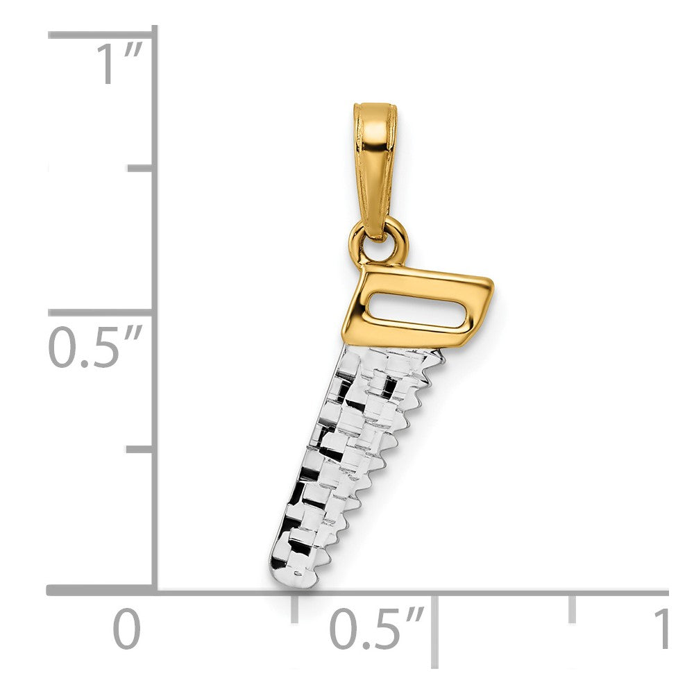 FJC Finejewelers 14 kt Yellow Gold and White Rhodium Bright Cut Saw Charm 23 x 10 mm