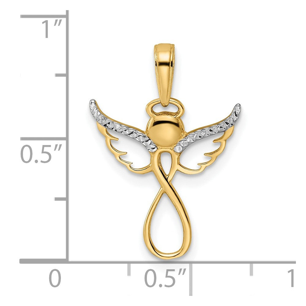 FJC Finejewelers 14 kt Yellow Gold with White Rhodium Bright Cut Infinity Angel Charm 23 x 16 mm