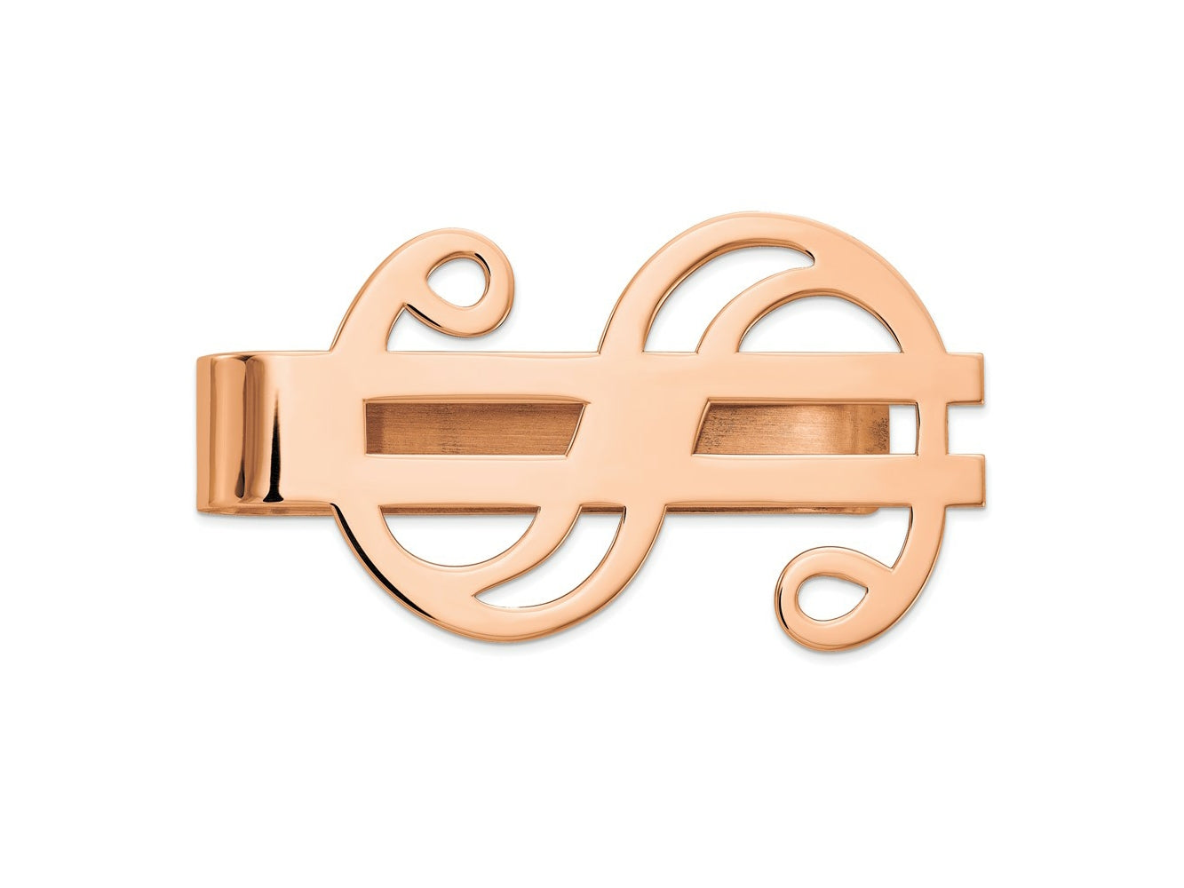 FJC Finejewelers 14 kt Rose Gold Tie Clip Money Clip 46 mm x 25 mm