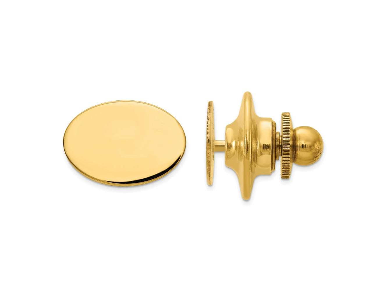 FJC Finejewelers 14 kt Yellow Gold Tie Clip Men's Oval High Polished Tie Tac 8 x 11 mm