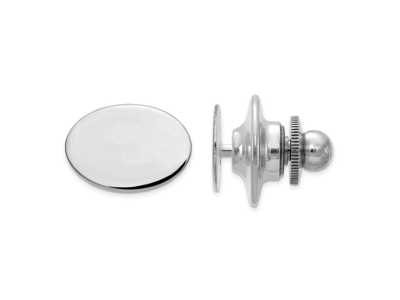FJC Finejewelers 14 kt White Gold Tie Clip Men's Oval High Polished Tie Tac 8 x 11 mm