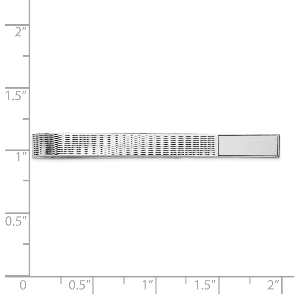 FJC Finejewelers 14 kt White Gold Tie Clip Grooved Engravable Tie Bar 48 mm x 8 mm