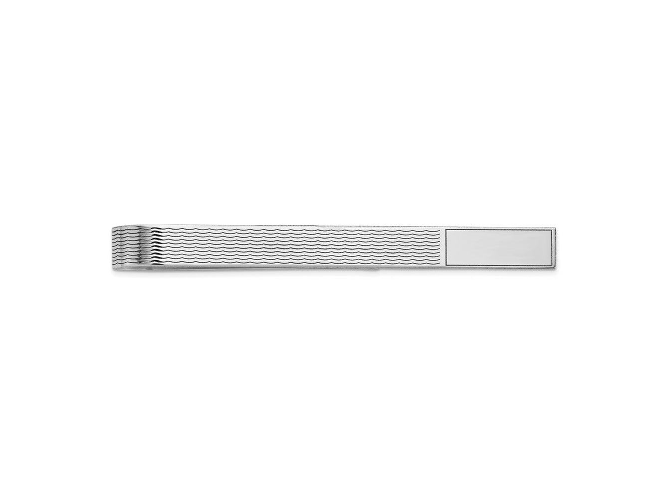 FJC Finejewelers 14 kt White Gold Tie Clip Grooved Engravable Tie Bar 48 mm x 8 mm