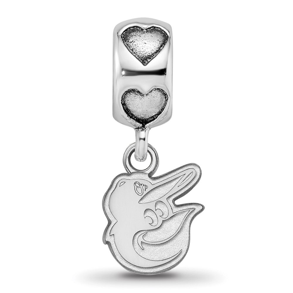 LogoArt 925 Sterling Silver Rhodium Plated Baltimore Orioles Bird Head Heart Bead