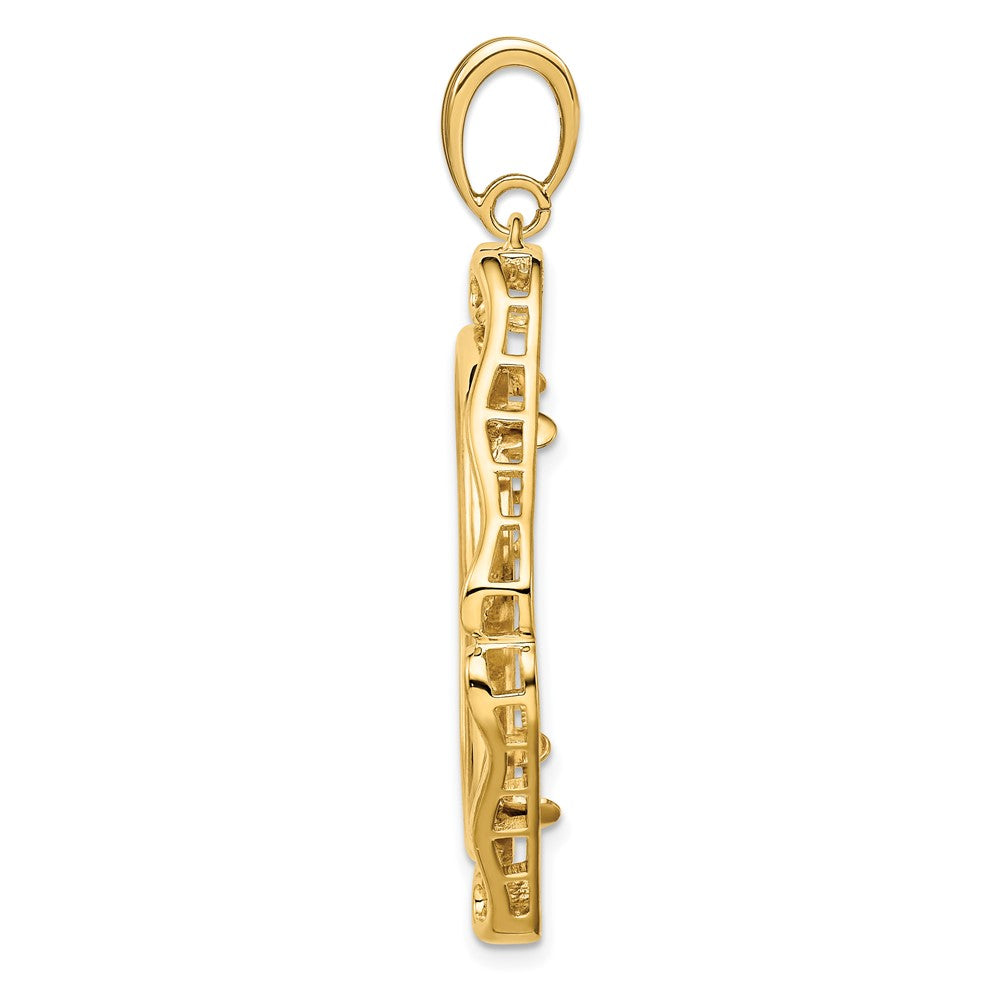 FJC Finejewelers 14 kt Yellow Gold Cushion Shape Scroll 27mm Prong Coin Bezel Pendant