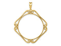 FJC Finejewelers 14 kt Yellow Gold Cushion Shape Scroll 34.2mm Prong Coin Bezel Pendant