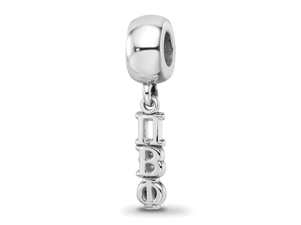 LogoArt 925 Sterling Silver Rhodium Plated Pi Beta Phi Vertical Letters on Bead