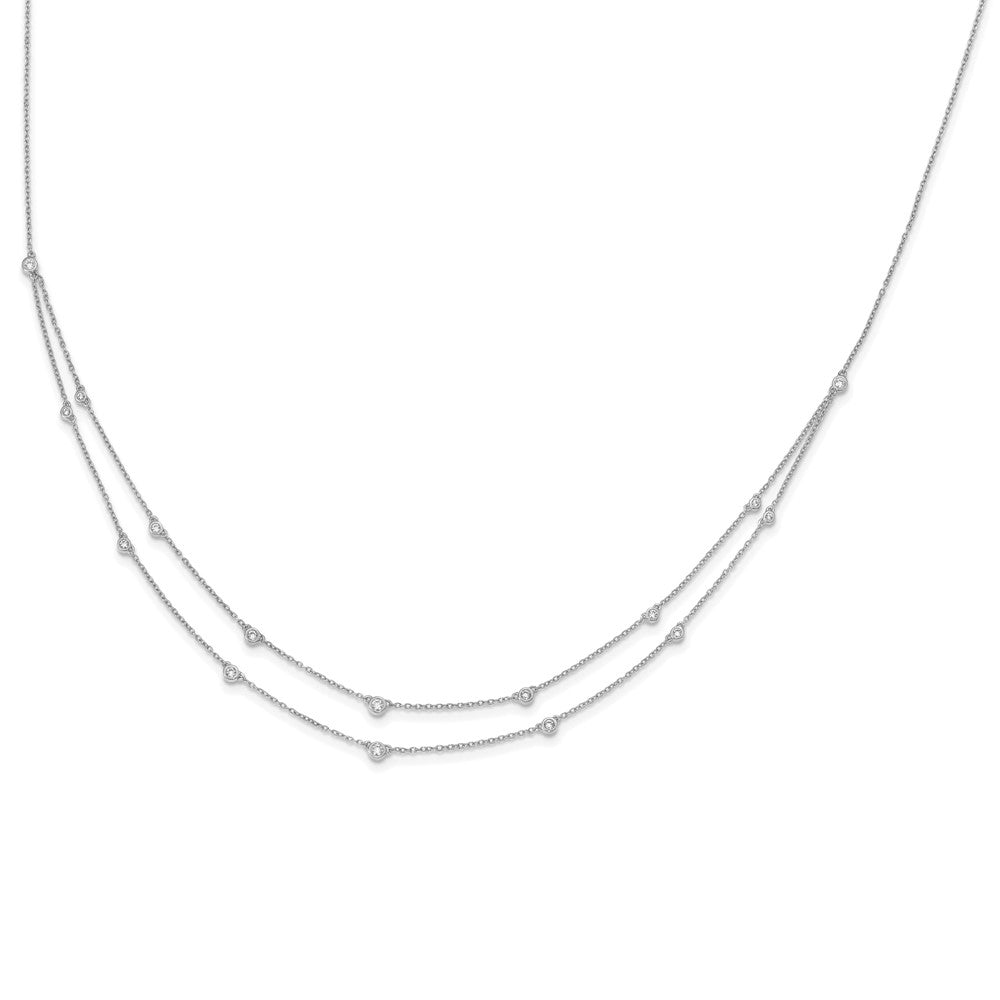 FJC Finejewelers 14 kt White Gold Lab Grown Diamonds Multi Station Double Strand Necklace