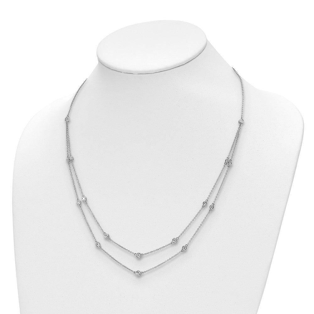 FJC Finejewelers 14 kt White Gold Lab Grown Diamonds Multi Station Double Strand Necklace