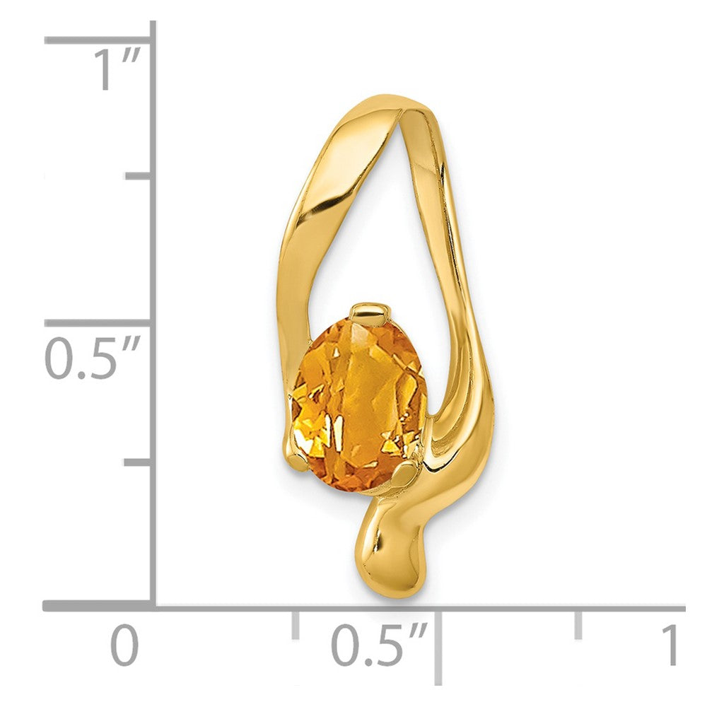 FJC Finejewelers 14 kt Yellow Gold 8x6mm Oval Citrine Slide 22 mm x 10 mm