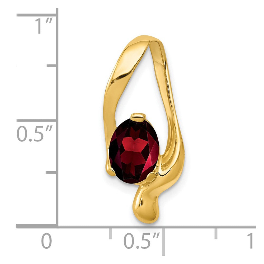 FJC Finejewelers 14 kt Yellow Gold 8x6mm Oval Garnet Slide 22 mm x 10 mm
