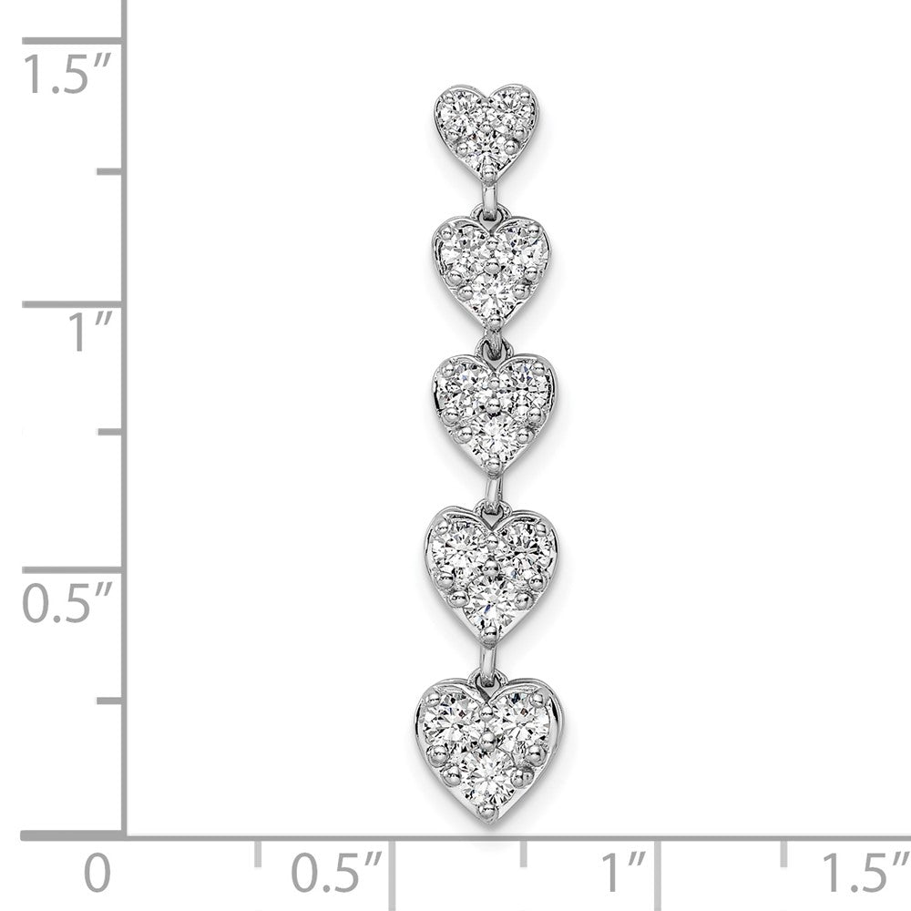 FJC Finejewelers 14 kt White Gold Lab Grown Diamonds VS/SI GH, 5 Heart Chain Slide Charm 35 x 7 mm