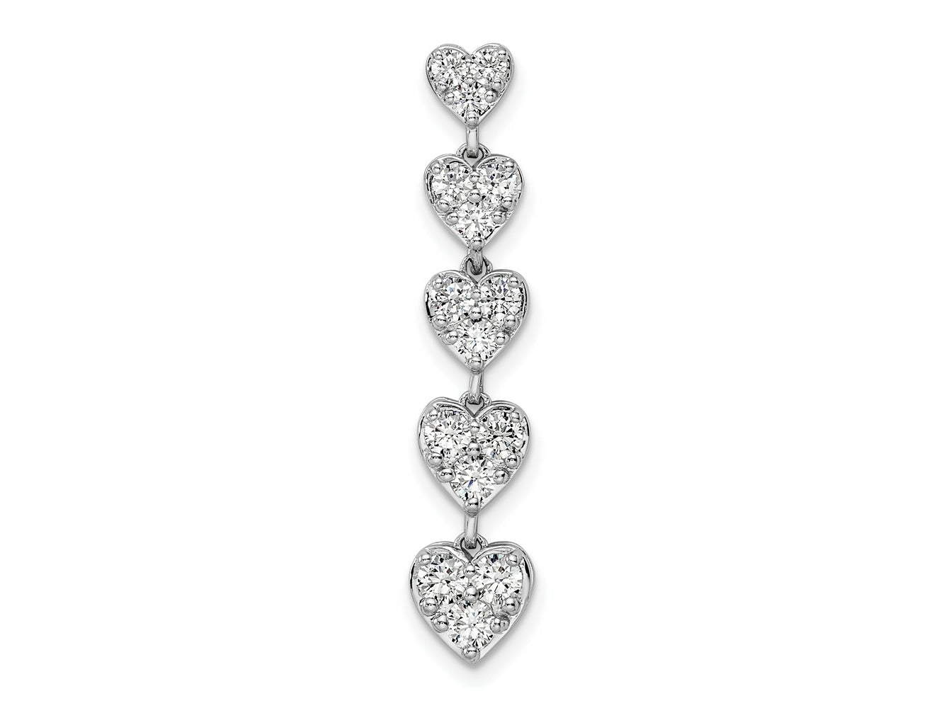 FJC Finejewelers 14 kt White Gold Lab Grown Diamonds VS/SI GH, 5 Heart Chain Slide Charm 35 x 7 mm