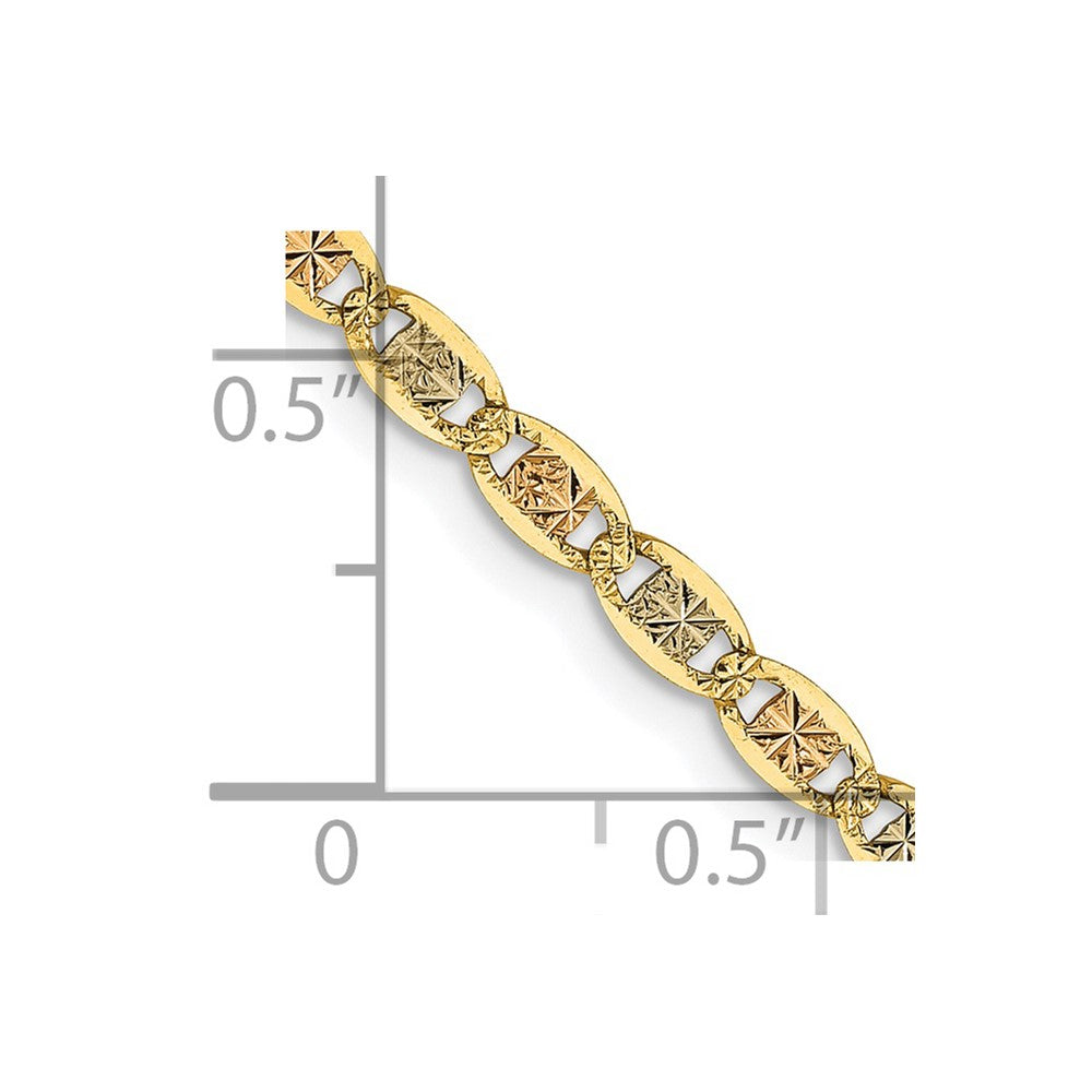 FJC Finejewelers 14 kt Tri Color Gold Link 2.75mm Pavé Valentino Chain 22 Inches x 2.75 mm